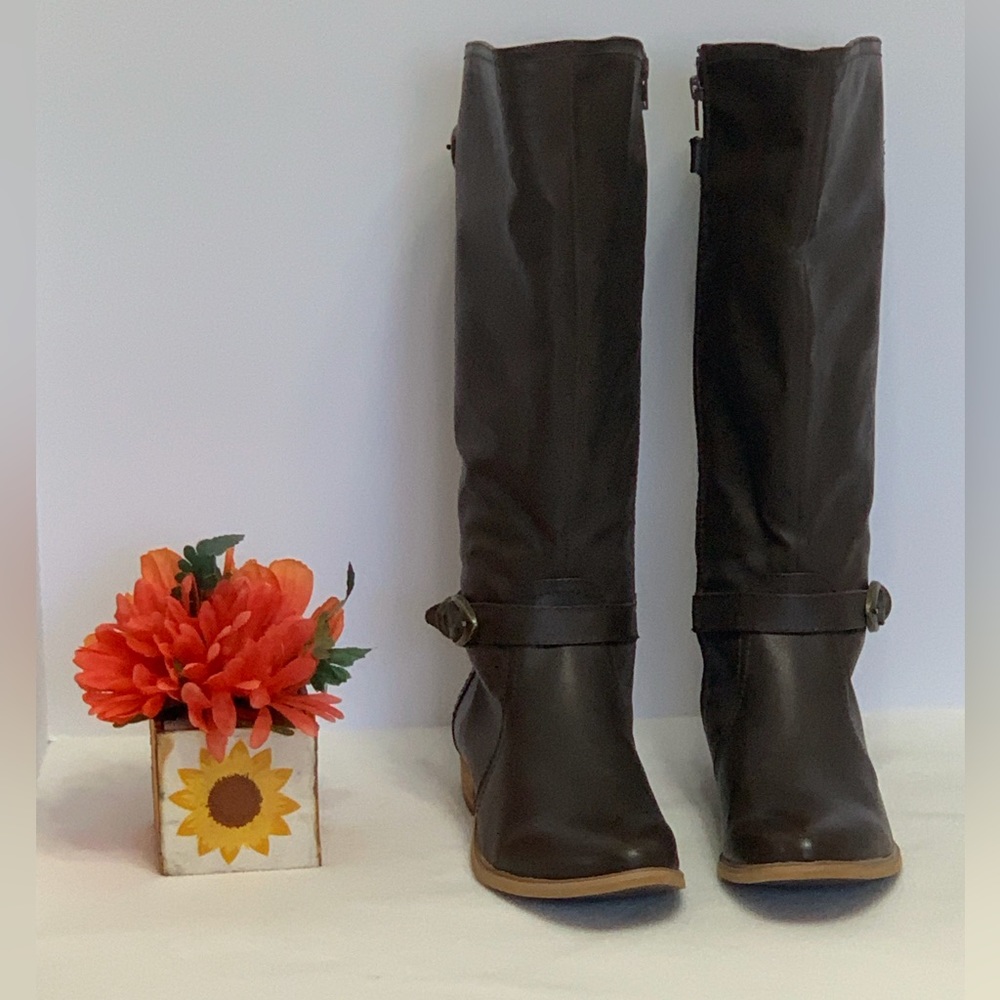 BARE TRAPS BROWN KNEE HIGH TOMMY BOOTS - SZ 8W
